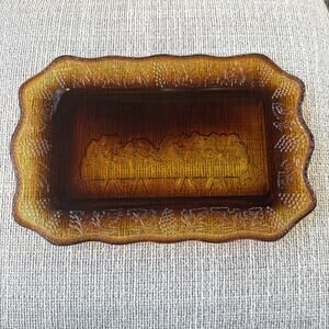 Vintage Tiara Amberina Last Supper Indiana Glass Tray/Bread Plate 11" x 7"